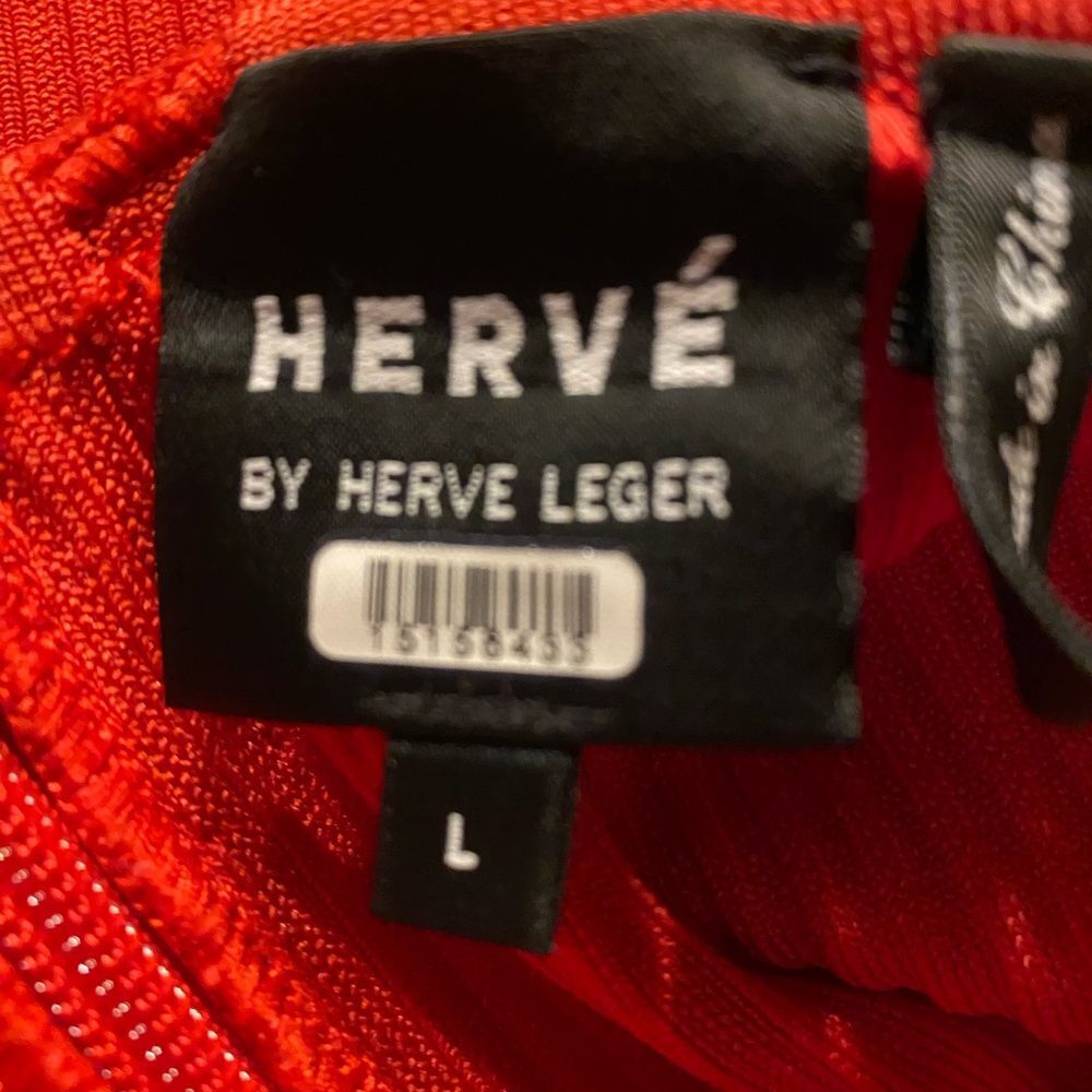 Hervé Léger luxe Halter RED ribbed Bandage Sheath party mini Dress Like New LG - Picture 12 of 12